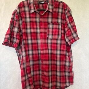 Vans Men's Red and Black Plaid Shirt